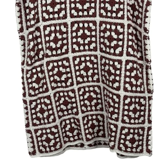 MARINE LAYER CELESTE HANDMADE CROCHET GRANNY SQUARE RETRO 70S UNLINED MINI DRESS - Picture 9 of 15